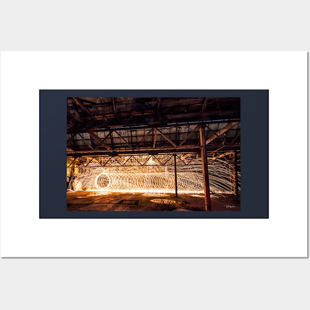 Steel Wool Spinning at an abandoned warehouse in Yarraville Wall Art by VickiWalsh